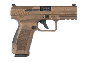 Canik TP9DA double action 9mm pistol features a bronze Cerakote finish